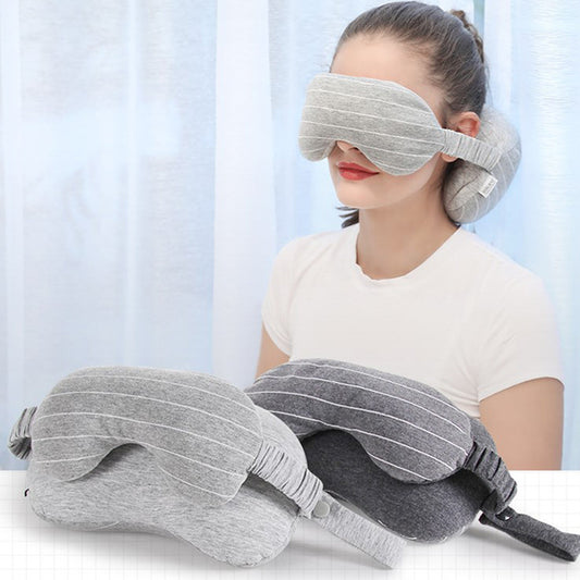 2-in-1 Sleeping Eyeshade & U-shape Neck Support Pillow