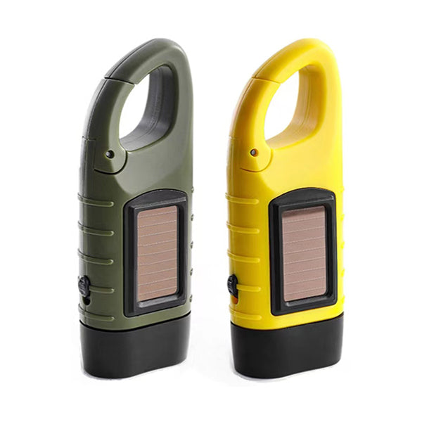 Hand Crank Solar Powered Rechargeable LED Flashlight