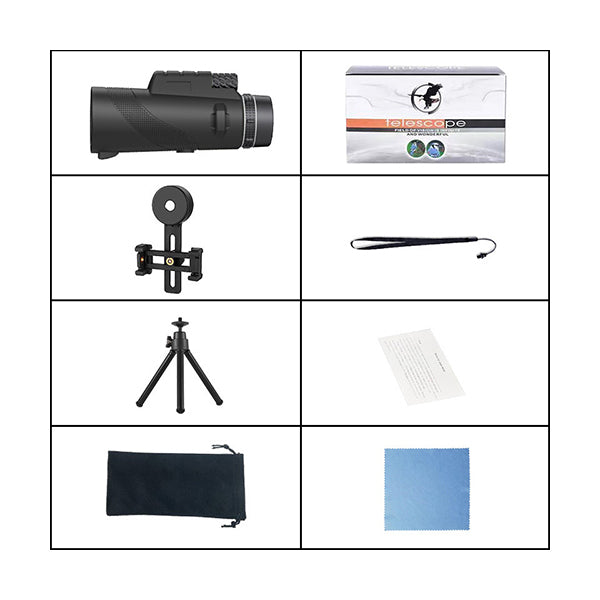 12×50 Monocular Telescope with Smartphone Holder & Tripod